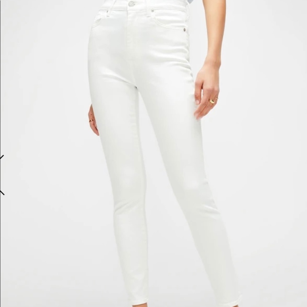 NWT 7ForAllManKind White Slim Illusion High Waist Ankle Skinny Jeans - Size 25